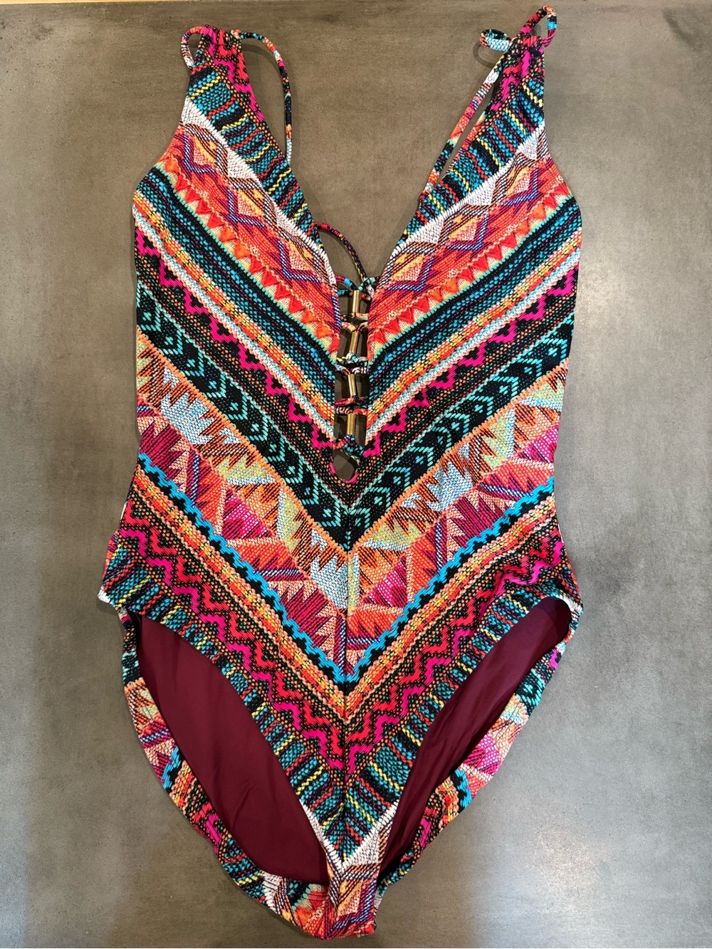 La Blanca Multicolor V-Neck One-Piece Swimsuit
